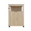 Kitchen Island Cart, Rolling Serving Utility Trolley Cart Modern Kitchen Island With Storage Drawer Wine Rack Lockable Casters, Kitchen Cart For Kitchen, Dining Room, Bar Living Room - Natural - Image 8
