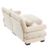 Modern Oversized 2 Seater Sofa With Ottoman And Bolster Armrests - Cream - Image 8