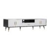 Modern TV Stand & 2 Cabinets & Open Compartments, Entertainment Center For Tvs Up To 80'', Television Console For Living Room - White / Black - Image 11