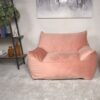 Allea - Velveteen Bean Bag Chair With Armrests, Soft Velvet - Pink - Image 3