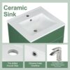 20" Bathroom Vanity With Sink, Freestanding Cabinet With Door Shelf And Adjustable Shelf, And Ceramic Construction - Green - Image 8