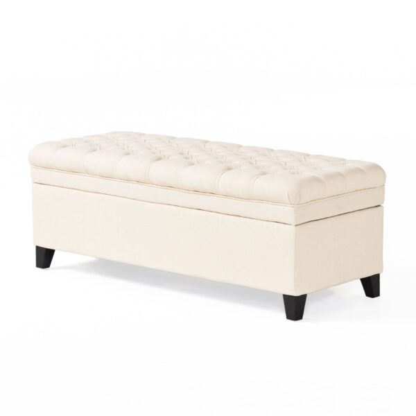 Juliana - Contemporary Storage Ottoman With Button Tufted Diamond Stitching - Beige