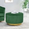Round Velvet Ottoman, Upholstered Foot Stool For Living Room, Entryway - Emerald - Image 4