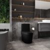 1.1 / 1.60 Gpf Dual Flush 1 Piece Toilet, Water Saving Elongated Comfort Height Floor Mounted, Soft Close Seat, 1000 Gram Map Flushing Score Toilet - Matte Black - Image 16