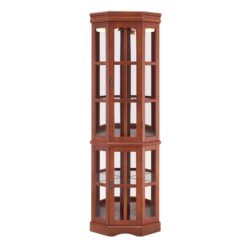 Corner Curio Cabinet With 5 Shelves And Lighting System (E26 Light Bulb Not Included) - Walnut