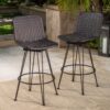 Outdoor Rattan Barstools With Black Brush Copper Iron Frame (Set of 2) - Multi Brown - Image 7