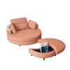 Corduroy Sofa With Two Throw Pillows, A Waist Pillow And An Extra Tray Is Comfortable For A Small Apartment Bedroom - Orange - Image 7