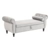 Velvet Multifunctional Storage Rectangular Ottoman Bench With Pillow - Gray - Image 9