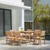 Mauricio - 7 Piece Dining Set With Stacking Chair - Natural / Light Brown - Image 4