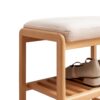 Shoe Bench, Beech Wood Storage Rack Organizer With High Rebound Sponge Cushion - Natural - Image 4