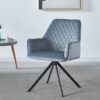 Modern Desk Chair No Wheel, Ergonomic Office Chair Home Office Upholstered Chair, Computer Chair For Bedroom, Reception Room, Living Room With Metal Legs - Blue - Image 2