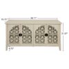 Hollowed Out Cabinet With 4 Doors, Suitable For Bedroom - Natural - Image 3