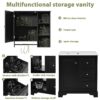 Bathroom Vanity With Sink, Modern Elegant Bathroom Storage Cabinet With 3 Drawers And Adjustable Shelves, Freestanding Vanity Set With Mirror Cabinet, Single Sink Bathroom Vanity - Black - Image 6
