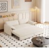 Queen Pull Out Sofa Bed, 3 In 1 Convertible Sleeper Sofa With Side Storage Multifunctional Velvet Loveseat Bed For Living Room - Beige - Image 6