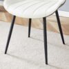 Modern Minimalist Dining Chair Set Extended Seat Cushion, Leather, Metal Legs, 4 Pieces - White / Dark Gray - Image 11