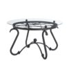 2 Piece Tempered Glass Surface Coffee Table Set, Decor Coffee Table Round End Side Table With Sturdy Construction For Living Room (Rustic) - Black - Image 5
