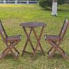 3 Piece Acacia Bistro Set, Folding Patio Furniture For Garden Backyard Balcony Porch With 1 Coffee Table And 2 Foldable Chairs - Natural Stained - Image 25