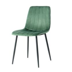 Indoor Velvet Dining Chair, Modern Kitchen Dining Chair With Cushion Back, Upholstered Side Chair With Black Coated Metal Legs, Family Kitchen Dining Room And Living Room (Set of 4) - Green