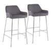 Daniella - Contemporary Fixed Height Bar Stool (Set of 2) - Chrome / Gray - Image 2