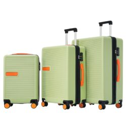 Contrast Color 3 Piece Luggage Set Hardside Spinner Suitcase With Tsa Lock 20" 24' 28" Available - Green