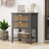 2 Drawer Side Table - Natural Rattan - End Table - Suitable For Bedroom, Living Room, Or Study - Gray - Image 4
