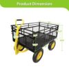 Steel Garden Cart, Heavy Duty 1400 Lbs Capacity, With Removable Mesh Sides To Convert Into Flatbed, Utility Metal Wagon With 2-In-1 Handle And 16 In Tires, Perfect For Garden, Farm, Yard - Black - Image 2