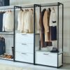 Fiona - Freestanding Walk In Closet System With Metal Frame Durable Storage Solution Melamine - White - Image 7