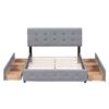 Queen Size Upholstered Platform Bed With Classic Headboard And 4 Drawers, No Box Spring Needed - Light Gray - Image 4