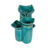Decorative Ceramic Water Fountain With 3 Tier Design, Indoor Outdoor Tabletop Fountain - Antique Blue - Image 3