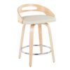 Cassis - Mid-Century Modern Fixed Height Counter Stool With Swivel With Round Footrest (Set of 2) - Natural / Cream - Image 2