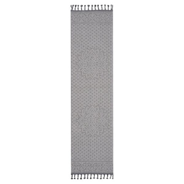 Guros - 2' X 8' Medallion Indoor / Outdoor Area Rug - White / Ivory