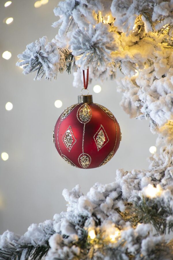 Christmas Ball Ornaments, Glass Decorative Hanging Ball Christmas Tree Ornaments, For Holiday Party Decorations (Set of 6) - Red