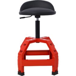 Pneumatic 360 Degree Swivel Stool, Mechanics Rolling Creeper Seat, Heavy Duty Mechanics Stool - Red