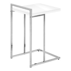 Accent Table, C - Shaped, Glossy Contemporary And Modern - White