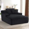Cloudline - Oversized Chaise Lounge Chair In Soft Corduroy, Modern Comfy Couch With Full Foam Cushioning, Cozy Sleeper Sofabed For Living Room - Black - Image 3
