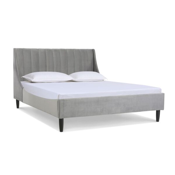 Aspen - Queen Vertical Tufted Modern Headboard Platform Bed Set - Opal Gray