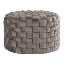 Braided - Round Ottoman - Dark Gray