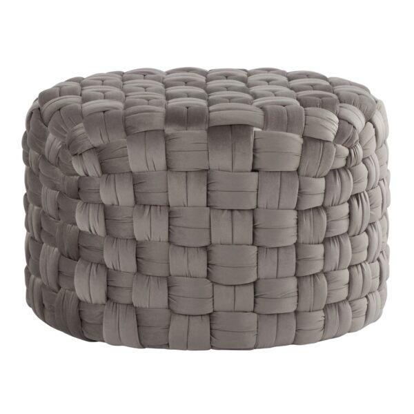 Braided - Round Ottoman - Dark Gray