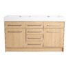 Original 60" Freestanding Bathroom Vanity With Double Resin Sink Soft Closing Doors & Drawers Plywood - Oak - Image 4