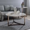 Aziz - Sintered Stone Top End Table - White / Champagne - Image 4