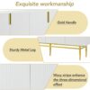 Modern Elegant 4 Door Sideboard Gold Metal Handle Buffet Cabinet For Dining Room, Living Room, Bedroom, Hallway - White - Image 6