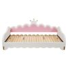 Twin Extending Daybed With LED Lights, Modern Upholstered Princess Daybed With Crown Headboard - White - Image 6