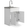 Shaker - Modern, Wide Laundry Cabinet With Faucet And Stainless Steel Sink - White - Image 2