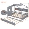 Full Size House Bed With Trundle, Modern Design For Kids With Storage Shlef - Gray - Image 16