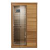 Red Cedar Mini 1 Person Far Infrared Glass Door On The Left Of The Indoor Sauna Room - Natural Wood / Caramel - Image 9