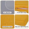 14 Pack Cushion Covers For 7 Piece Wicker Rattan Sectional Sofa (6 Seater), Outdoor Seat And Back Slipcovers With Zippers - Yellow - Image 4