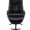 Labotina - Top Grain Leather Accent Chair With Swivel & Ottoman - Black - Image 4