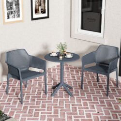 3 Piece Plastic Arm Chair Bistro Grs Premium Ocean Plastic - Charcoal