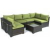 14 Pack Cushion Covers For 7 Piece Wicker Rattan Sectional Sofa (6 Seater), Outdoor Seat And Back Slipcovers With Zippers - Green - Image 4