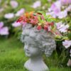 Cement Bust Wall Planter Indoor Outdoor Home Garden Decor - Gray - Image 4